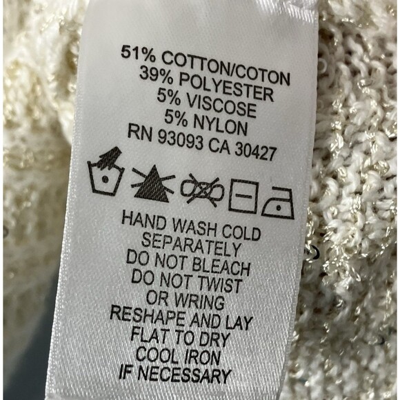 Nic + Zoe Women's Glow For It Sequin Sweater Cream Size XL NWOT - Picture 4 of 7